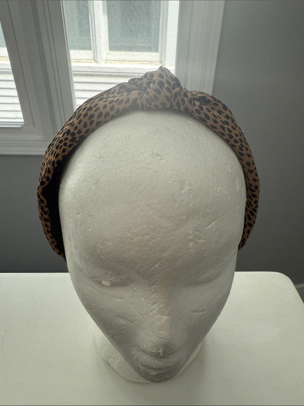 Leopard Print Knotted Headband in Brown